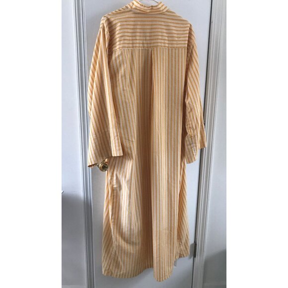 Vgt 1970 100% Cotton Kaftan Tunic Nehru Collar White Yellow Button Down Front - Picture 9 of 10